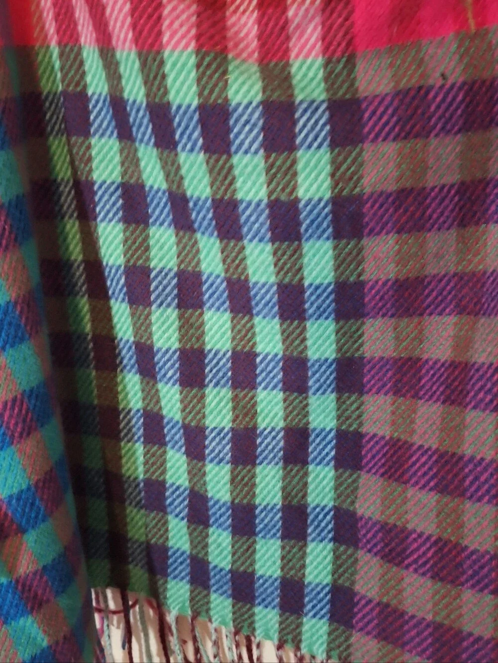 Belle By Kim Gravel Poly/Rayon Oblong Colorful Plaid Check Fringed Scarf 78